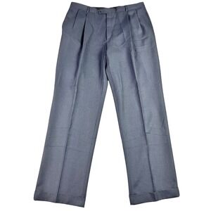 Austin Reed London England Mens Pleated Cuffed Dress Pants Grey 38x32 Wool EUC